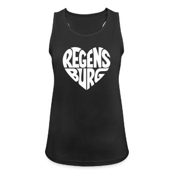 Regensburg Herzdesign - Frauen Tank Top atmungsaktiv - Schwarz - Vorne - Zoe (177cm)