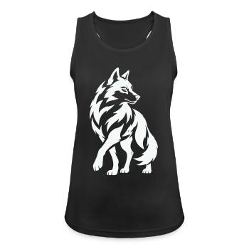 Wolfs Silhouette in Kontrast - Frauen Tank Top atmungsaktiv - Schwarz - Vorne - Zoe (177cm)
