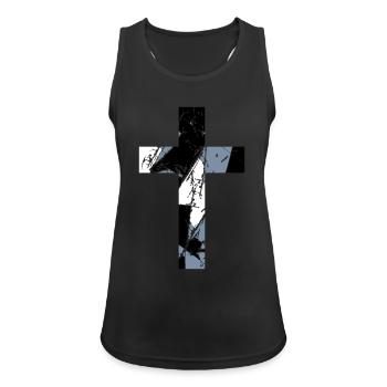 Crosses scratches old text jesus christ cool logo - Women's Breathable Tank Top - black - Front - Zoe (177cm)