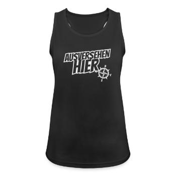 Ausvsersehen hier mit Kompass, Ironie - Frauen Tank Top atmungsaktiv - Schwarz - Vorne - Zoe (177cm)