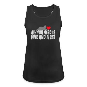 All You Need Is Love And A Cat Lustig Katze Spruch - Frauen Tank Top atmungsaktiv - Schwarz - Vorne - Zoe (177cm)