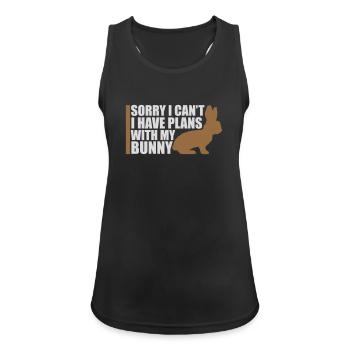 Sorry I Can't I Have Plans With My Bunny Hase Logo - Frauen Tank Top atmungsaktiv - Schwarz - Vorne - Zoe (177cm)