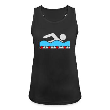 Schwimmer Piktogramm Freistil Welle Pool Sport - Frauen Tank Top atmungsaktiv - Schwarz - Vorne - Zoe (177cm)
