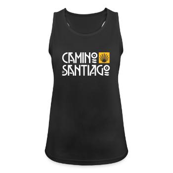 Camino de Santiago | Way of St. James | Art Deco Typo - Women's Breathable Tank Top - black - Front - Zoe (177cm)