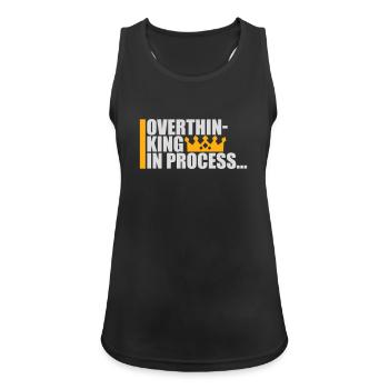 Overthinking In Process Funny Brooding Saying Logo - Women's Breathable Tank Top - black - Front - Zoe (177cm)