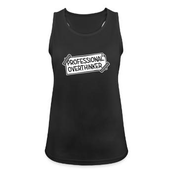 Professional Overthinker Funny Brooding Anxiety Logo - Women's Breathable Tank Top - black - Front - Zoe (177cm)