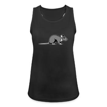 Ratte Seitenprofil Süß Lustig Nagetier Tier Comic - Frauen Tank Top atmungsaktiv - Schwarz - Vorne - Zoe (177cm)