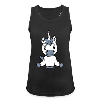 einhorn unicorn süßes niedliches sitzendes comic c - Frauen Tank Top atmungsaktiv - Schwarz - Vorne - Zoe (177cm)