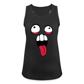 crazy face head eyes tongue mouth outstretched - Women's Breathable Tank Top - black - Front - Zoe (177cm)