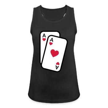 Karten Herz Ass Spielkarten Poker - Frauen Tank Top atmungsaktiv - Schwarz - Vorne - Zoe (177cm)