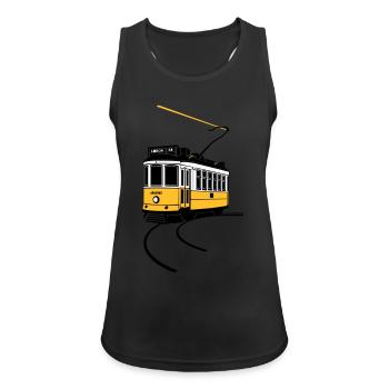 Electrico de Lisboa - Frauen Tank Top atmungsaktiv - Schwarz - Vorne - Zoe (177cm)