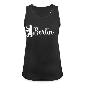 Berlin Bär Logo Schriftzug - Frauen Tank Top atmungsaktiv - Schwarz - Vorne - Zoe (177cm)