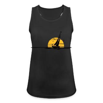 Schiffe - Segelboot Sonne - Frauen Tank Top atmungsaktiv - Schwarz - Vorne - Zoe (177cm)