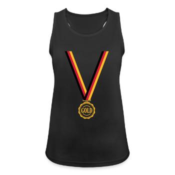 Goldmedaille Deutschland - Frauen Tank Top atmungsaktiv - Schwarz - Vorne - Zoe (177cm)