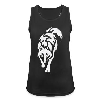 Wolfs Silhouette im Kontrast - Frauen Tank Top atmungsaktiv - Schwarz - Vorne - Zoe (177cm)
