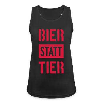 BIER STATT TIER VEGAN - Frauen Tank Top atmungsaktiv - Schwarz - Vorne - Zoe (177cm)