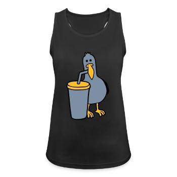 Möwe trinkt Cola Getränk - Frauen Tank Top atmungsaktiv - Schwarz - Vorne - Zoe (177cm)