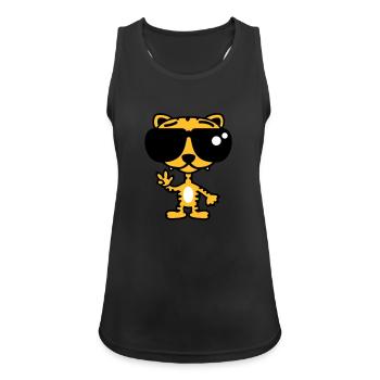 Cooler Lustiger Tiger - Frauen Tank Top atmungsaktiv - Schwarz - Vorne - Zoe (177cm)