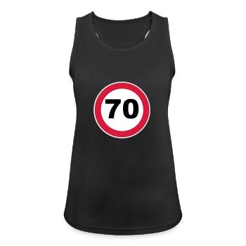 70e anniversaire - Débardeur respirant Femme - noir - Devant - Zoe (177cm)