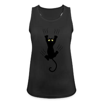 BAD BLACK CAT - Frauen Tank Top atmungsaktiv - Schwarz - Vorne - Zoe (177cm)