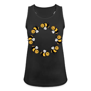 Motif de cercle d'abeilles drôle - Débardeur respirant Femme - noir - Devant - Zoe (177cm)