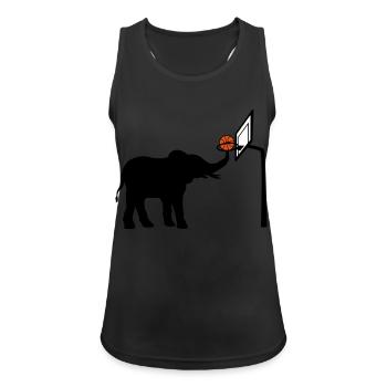 Basketball spielender Elefant Silhouette - Frauen Tank Top atmungsaktiv - Schwarz - Vorne - Zoe (177cm)