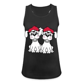 2 chiens nerd lunettes à monture de corne geek bretelles intelligentes - Débardeur respirant Femme - noir - Devant - Zoe (177cm)