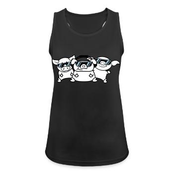 3 DJ Party Schweine Team Drei Freunde Party Crew - Frauen Tank Top atmungsaktiv - Schwarz - Vorne - Zoe (177cm)