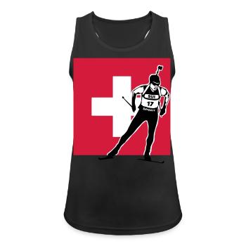 Biathlon - Langlauf -Schweiz - swiss - Frauen Tank Top atmungsaktiv - Schwarz - Vorne - Zoe (177cm)