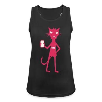 Little Monsters: Punk Cat Neon Attitude - Women's Breathable Tank Top - black - Front - Zoe (177cm)