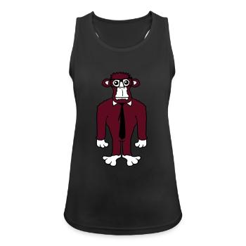Clever Nerd Gorilla Lunettes à monture de corne Geek Tie Fun - Débardeur respirant Femme - noir - Devant - Zoe (177cm)