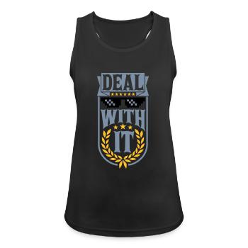 Deal with it Lorbeerkranz - Frauen Tank Top atmungsaktiv - Schwarz - Vorne - Zoe (177cm)