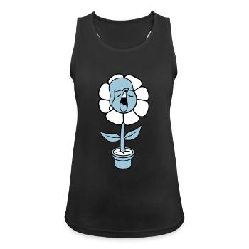 Yawning Tired Sleepy Head Flower Face Flower Pot - Women's Breathable Tank Top - black - Front - Zoe (177cm)