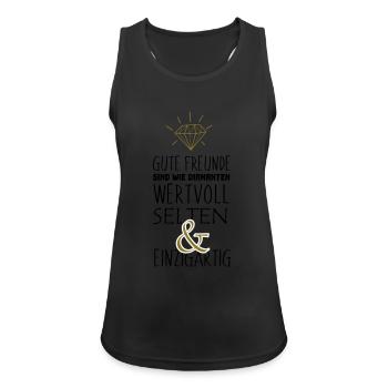 Gute Freunde sind wie Diamanten Geschenk Idee - Frauen Tank Top atmungsaktiv - Schwarz - Vorne - Zoe (177cm)