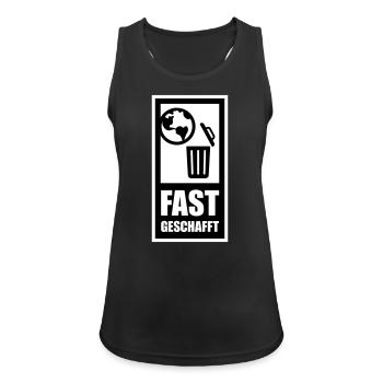 fast geschafft - Frauen Tank Top atmungsaktiv - Schwarz - Vorne - Zoe (177cm)