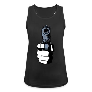 gun - i shoot you - Débardeur respirant Femme - noir - Devant - Zoe (177cm)
