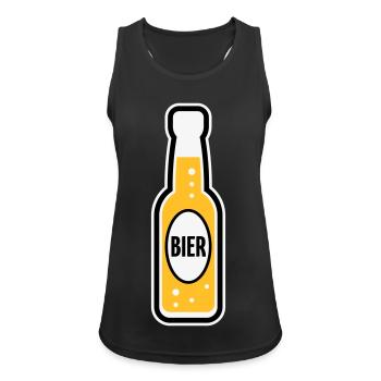 Bierflasche (Bier / Bierchen / POS 3C) - Frauen Tank Top atmungsaktiv - Schwarz - Vorne - Zoe (177cm)