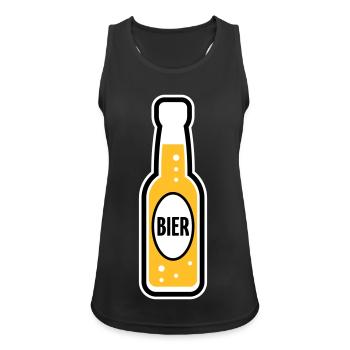 Bierflasche (Bier / Bierchen / POS 3C) - Frauen Tank Top atmungsaktiv - Schwarz - Vorne - Zoe (177cm)