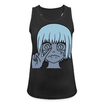 Victory hand sign crying girl - Women's Breathable Tank Top - black - Front - Zoe (177cm)