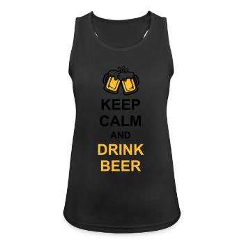 Boire de la bière Garder son calme - Débardeur respirant Femme - noir - Devant - Zoe (177cm)