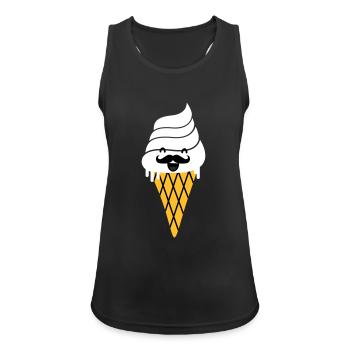 ice cream with moustache - Eis mit Bart - Frauen Tank Top atmungsaktiv - Schwarz - Vorne - Zoe (177cm)