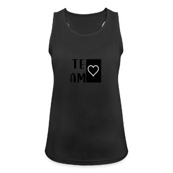 team with heart - Frauen Tank Top atmungsaktiv - Schwarz - Vorne - Zoe (177cm)