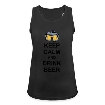 Keep Calm Drink Beer - Frauen Tank Top atmungsaktiv - Schwarz - Vorne - Zoe (177cm)