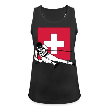 ski - alpine - apres - schweiz - Frauen Tank Top atmungsaktiv - Schwarz - Vorne - Zoe (177cm)