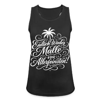 Endlich Malle Spruch Urlaub - Frauen Tank Top atmungsaktiv - Schwarz - Vorne - Zoe (177cm)