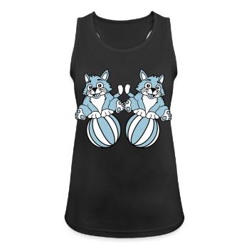 2 Cats Playing Ball Beach Ball Stand Fun Circus - Women's Breathable Tank Top - black - Front - Zoe (177cm)