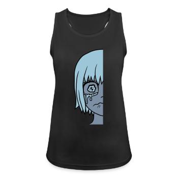 Half sad girl face - Women's Breathable Tank Top - black - Front - Zoe (177cm)