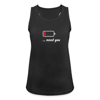 Low Battery Need You White - Women's Breathable Tank Top - black - Front - Zoe (177cm)