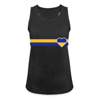 Ukraine ruban bleu-jaune avec cœur - Débardeur respirant Femme - noir - Devant - Zoe (177cm)