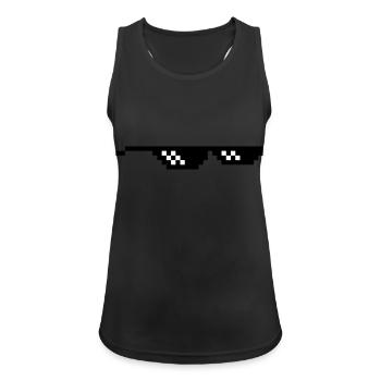 geeks lunettes pixel internet meme - Débardeur respirant Femme - noir - Devant - Zoe (177cm)